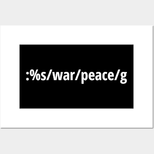 Replace War with Peace - Pacifist vi/Vim Geek - White Text Posters and Art